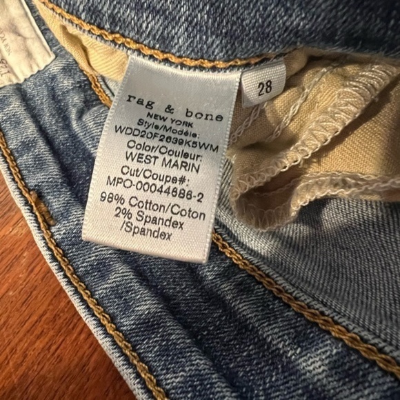 Rag & Bone 28 High Rise Skinny Ankle West Marin Classic Blue Denim Jeans - Picture 3 of 14
